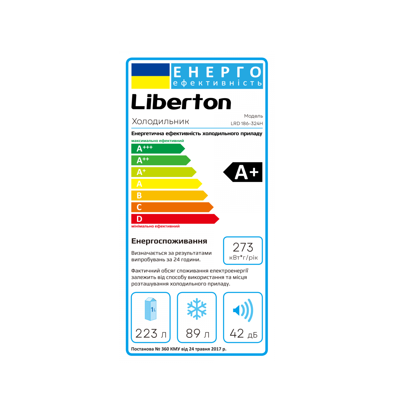 Холодильник LIBERTON LRD 186-324H